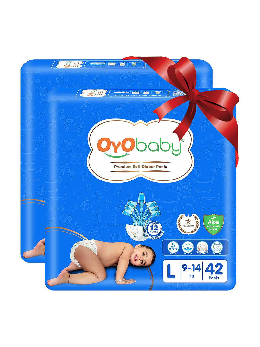 

OyO Baby Pack of 2 Premium Soft Diaper Pants - Large, White