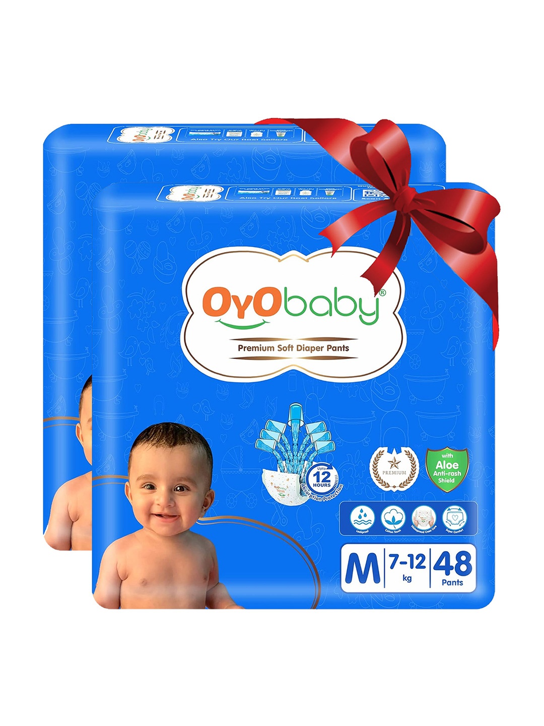 

OyO Baby Pack of 2 Premium Soft Diaper Pants - Medium, White