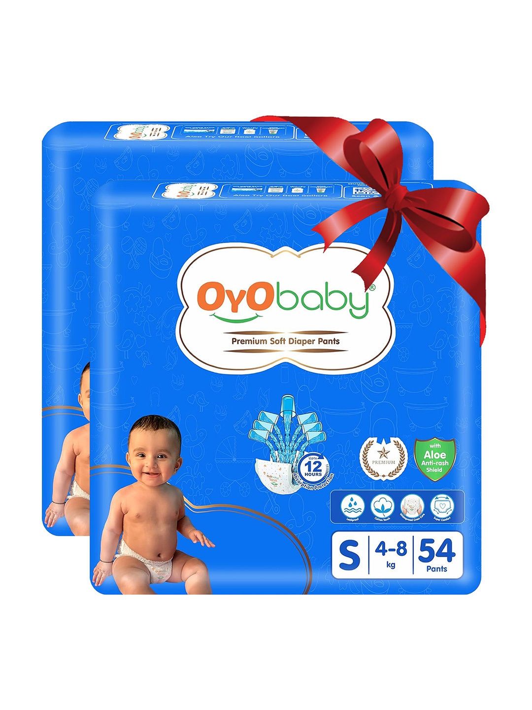 

OyO Baby Pack of 2 Premium Soft Diaper Pants - Small, White