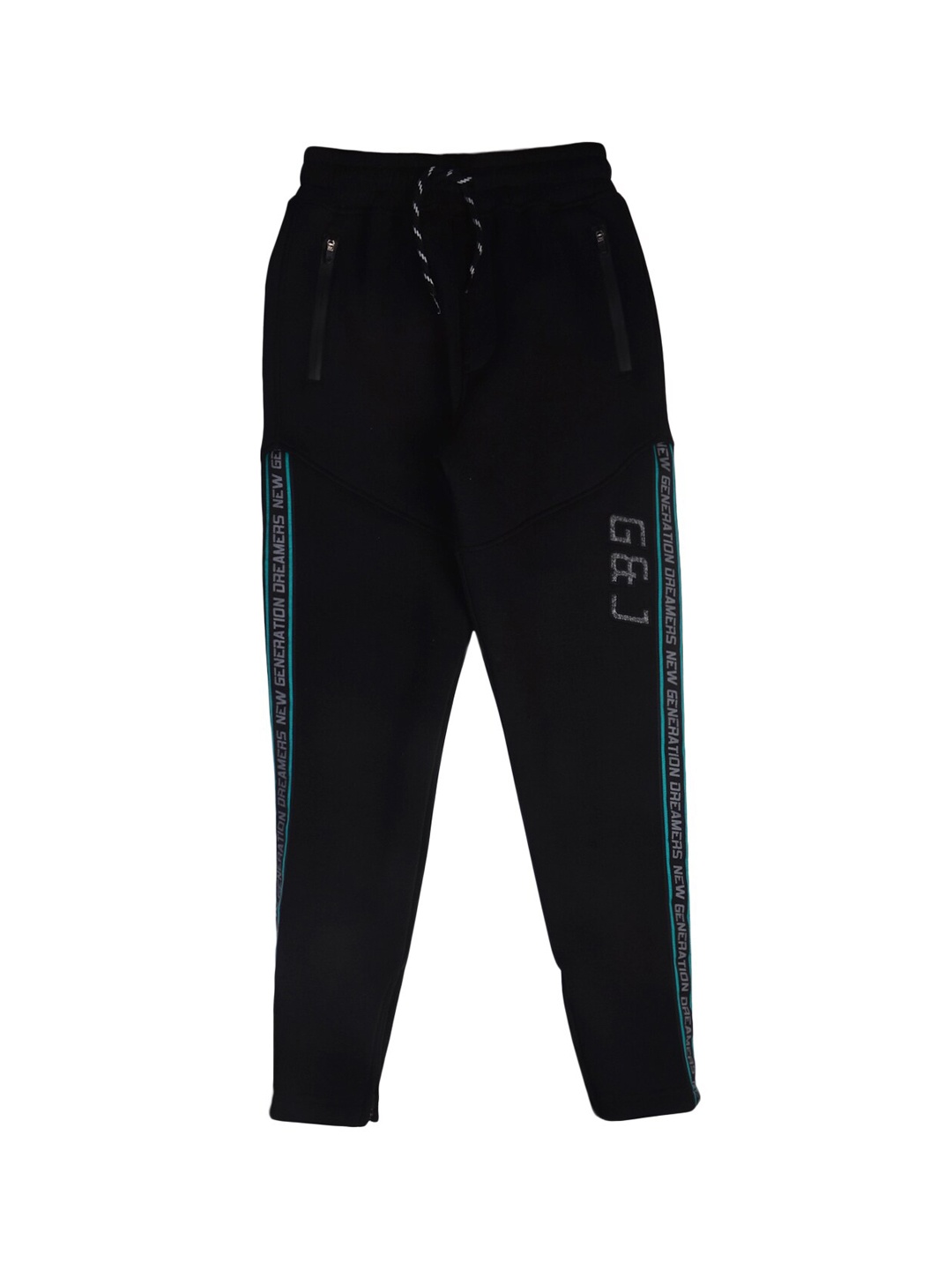 

Gini and Jony Boys Typography Cotton Track Pants, Black