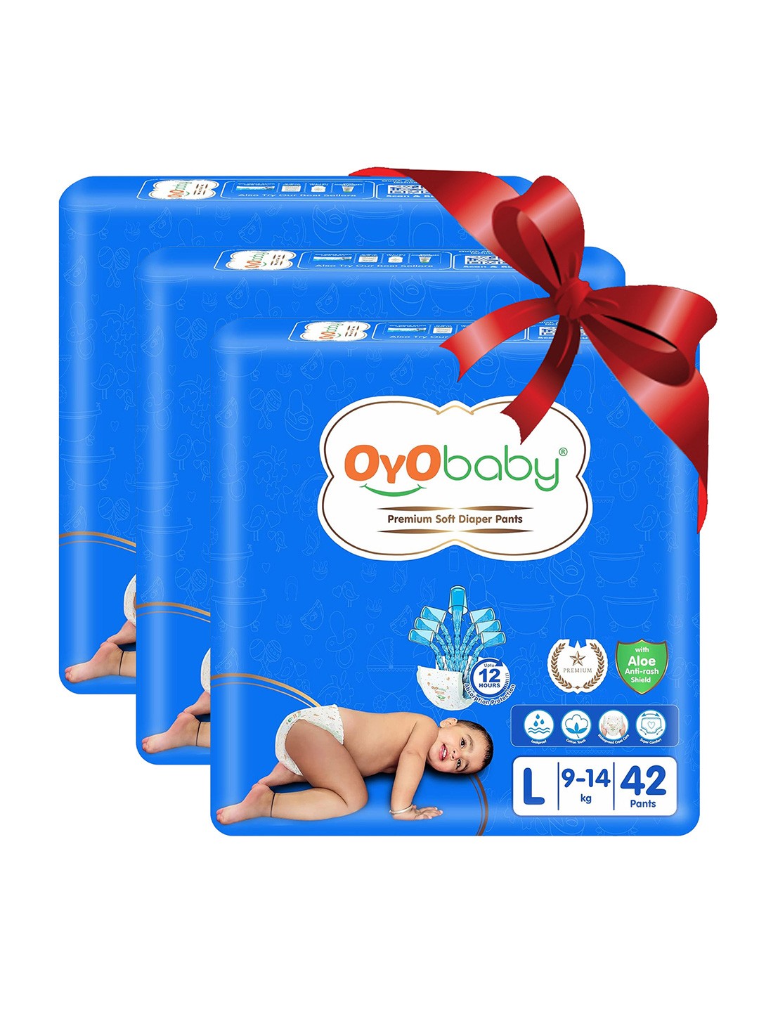 

OyO Baby Pack of 3 Premium Soft Diaper Pants - Large, White
