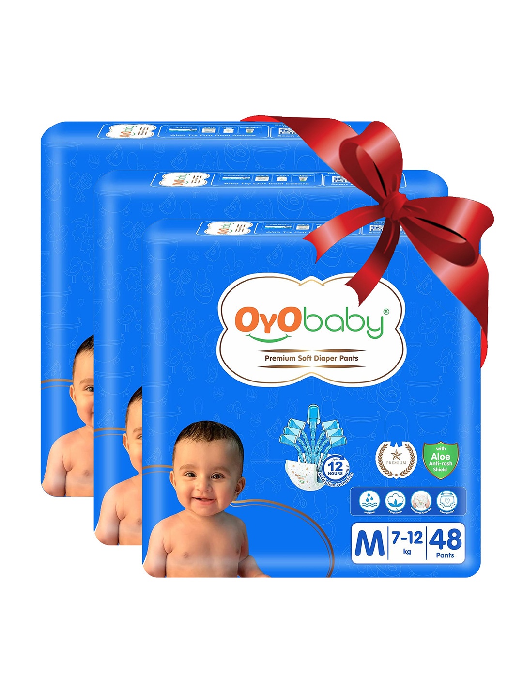 

OyO Baby Pack of 3 Premium Soft Diaper Pants - Medium, White