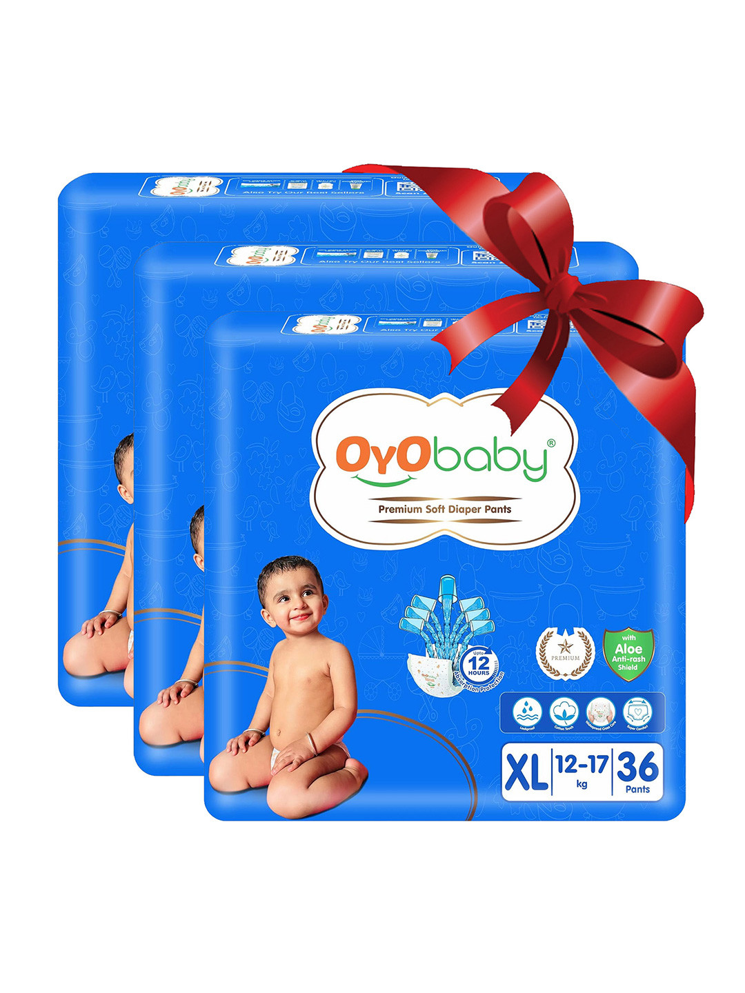 

OyO Baby Pack of 3 Premium Soft Diaper Pants - Xtra Large, White