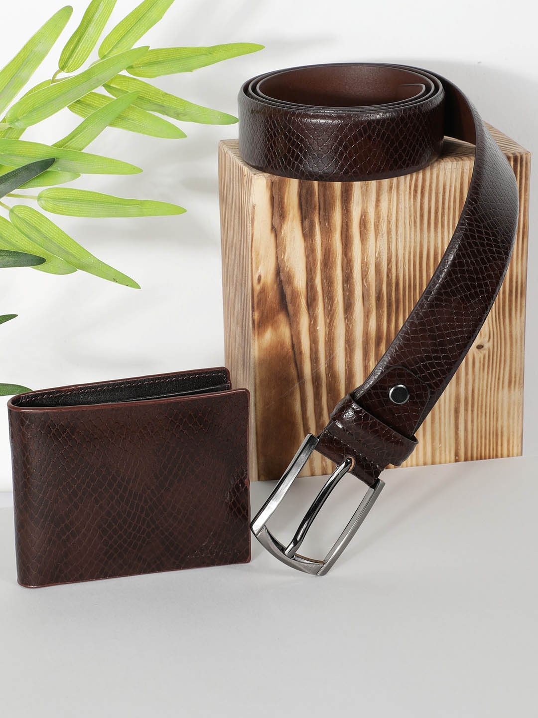 

Alvaro Castagnino Men Leather Wallet & Belt Set, Brown