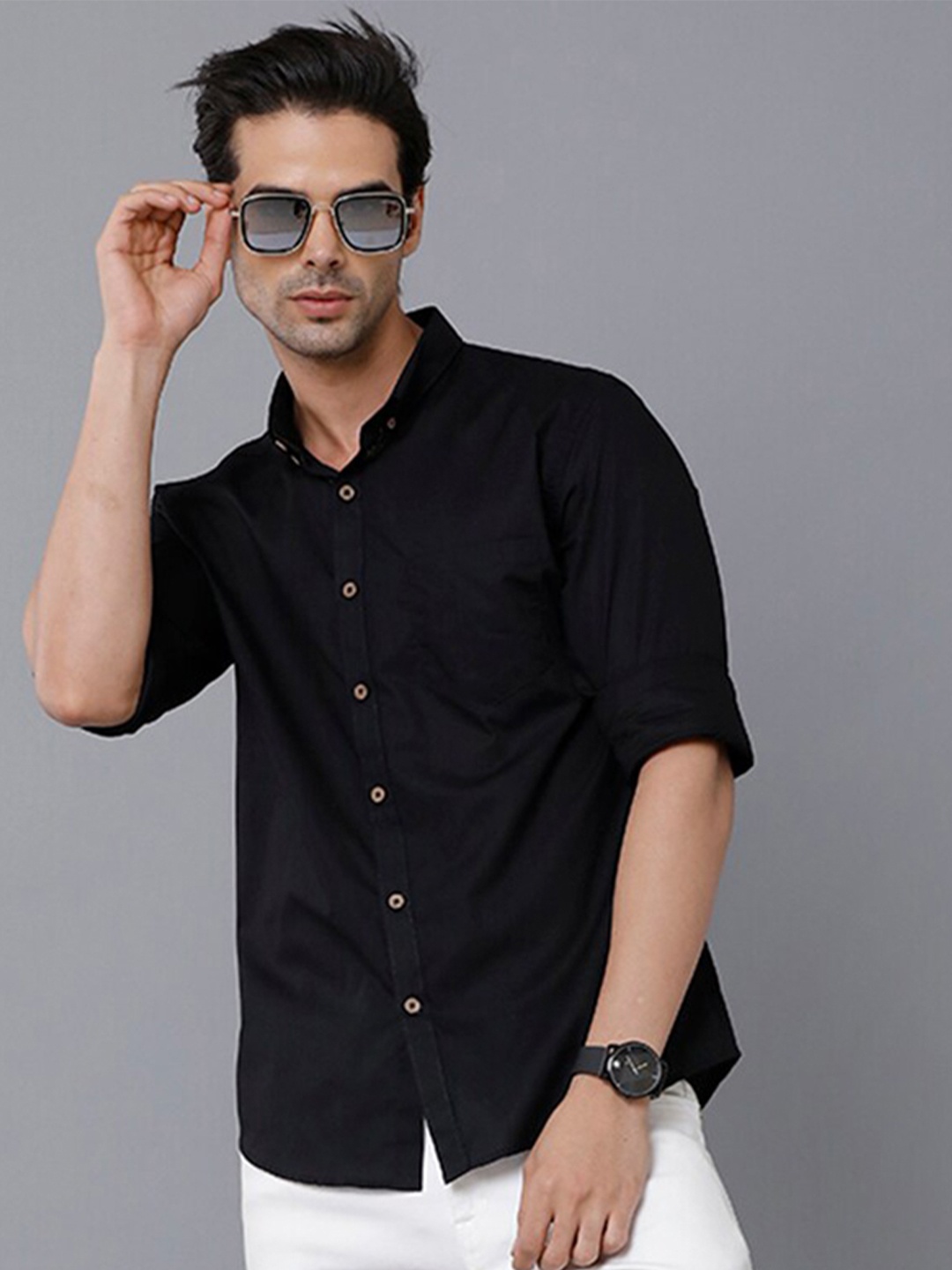 

YOVISH Men Slim Fit Casual Shirt, Black