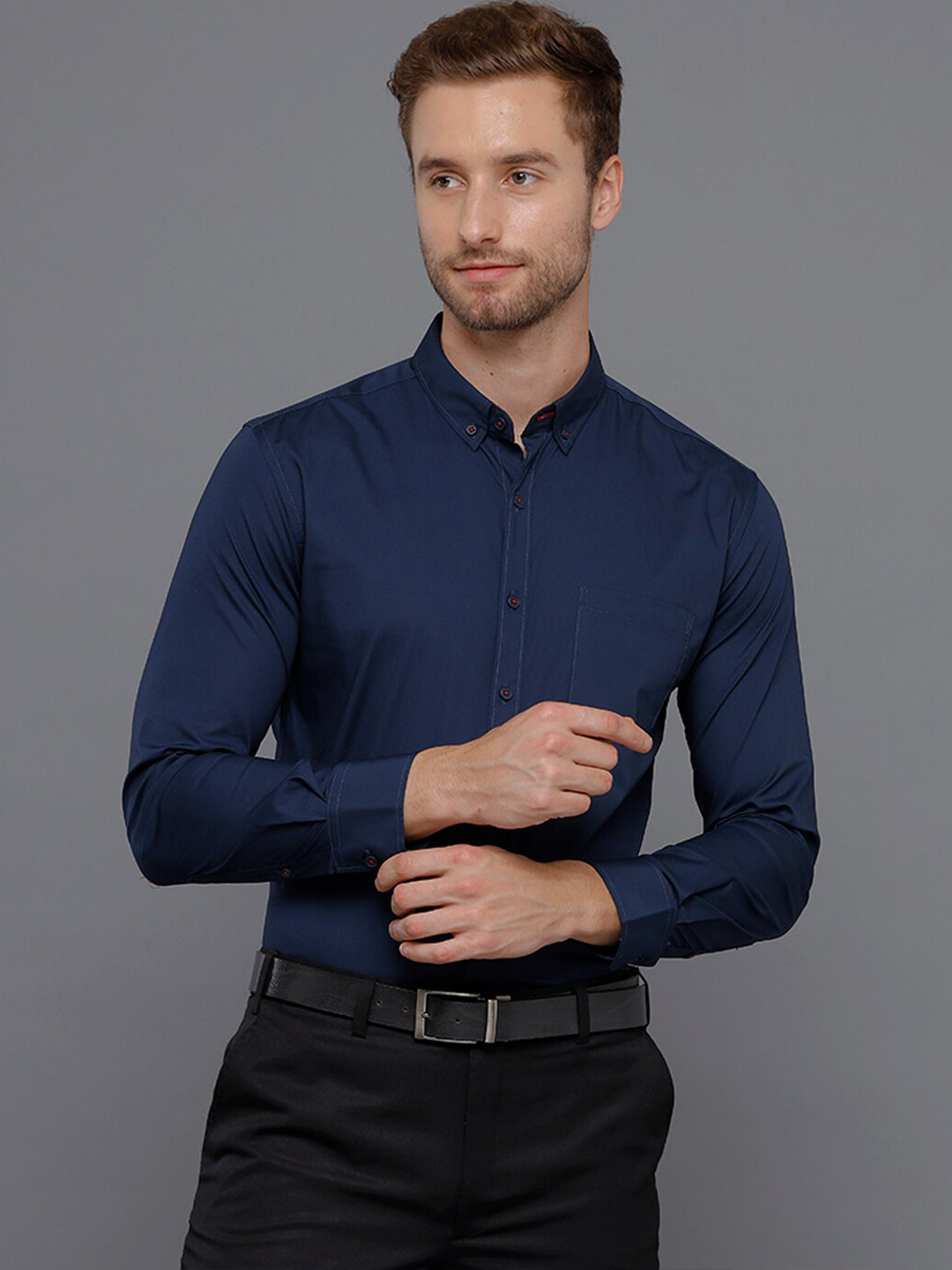 

YOVISH Men Navy Blue Premium Slim Fit Formal Shirt