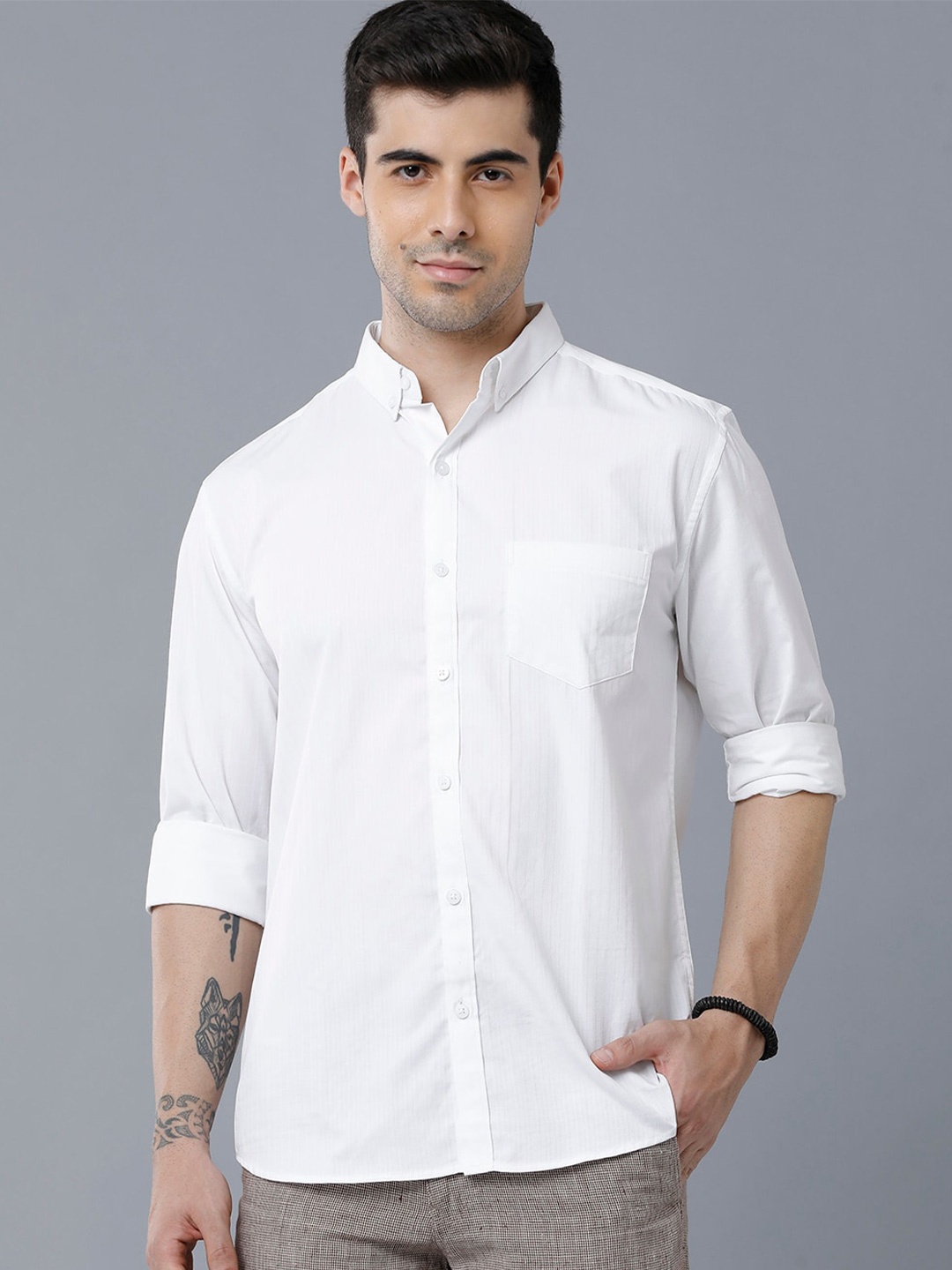 

YOVISH Men Slim Fit Cotton Casual Shirt, White