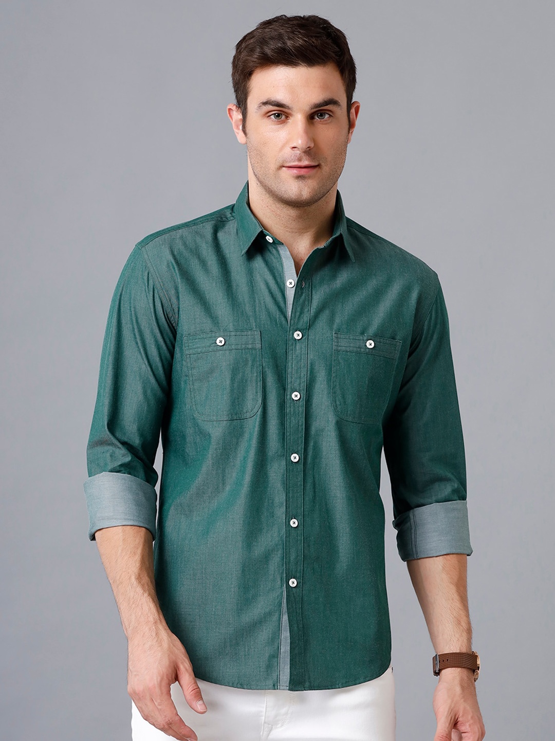 

YOVISH Men Slim Fit Casual Cotton Shirt, Green