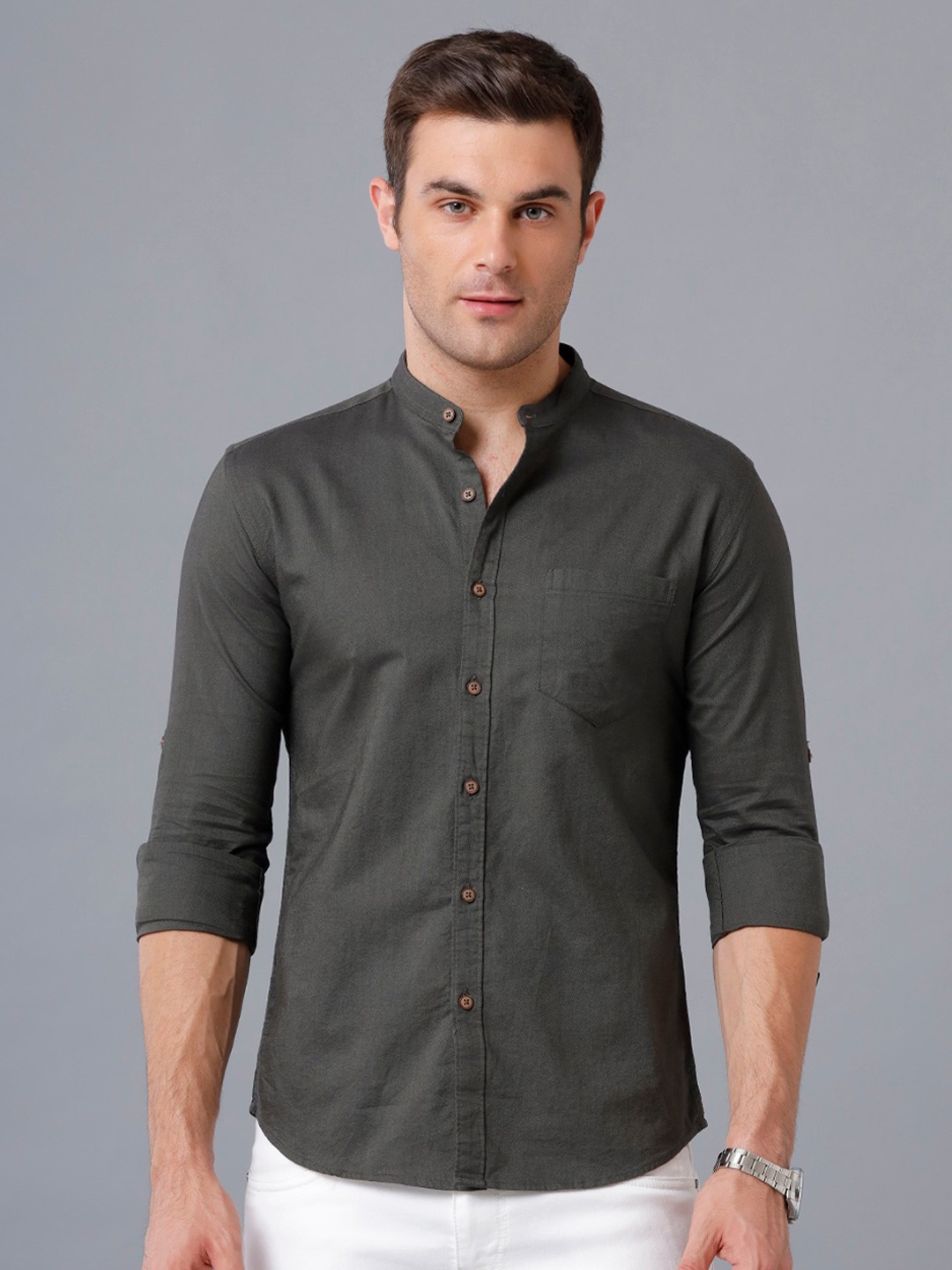 

YOVISH Men Smart Slim Fit Casual Cotton Shirt, Charcoal