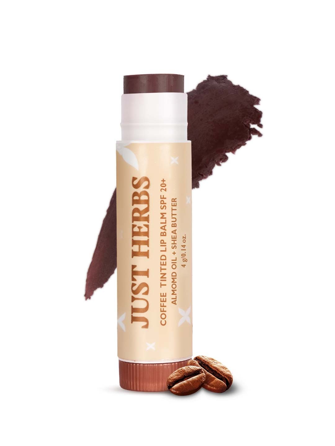 

Just Herbs SPF 20+ Tinted Lip Balm with Almond Oil & Shea Butter 4 g - Coffee, Coffee brown