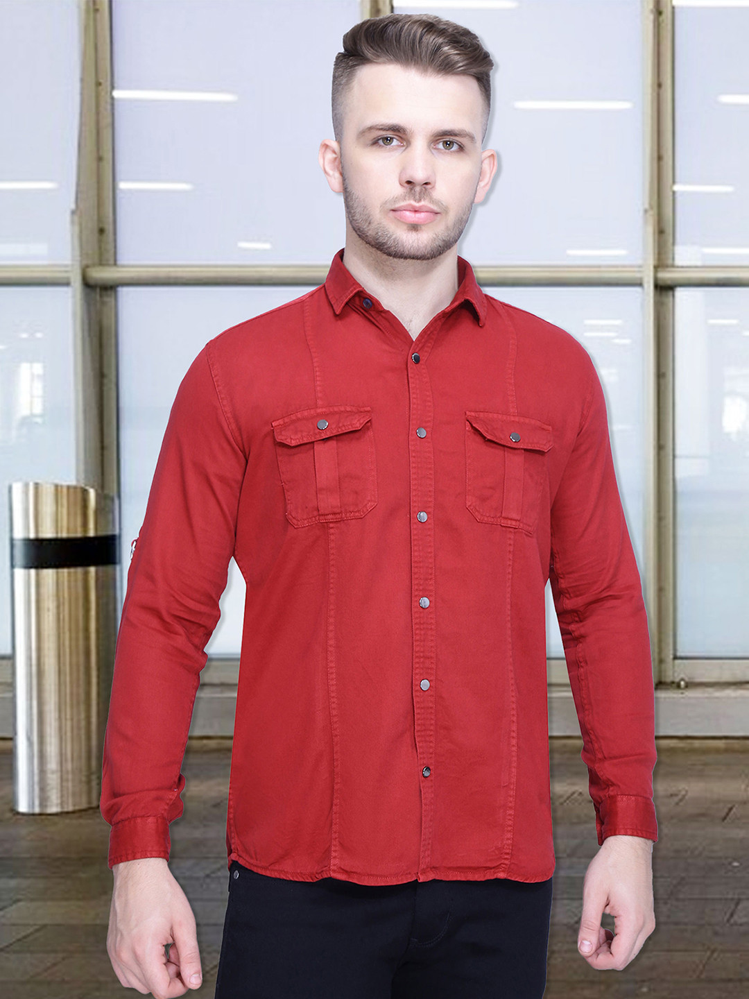 

Kuons Avenue Men Red Smart Slim Fit Casual Shirt