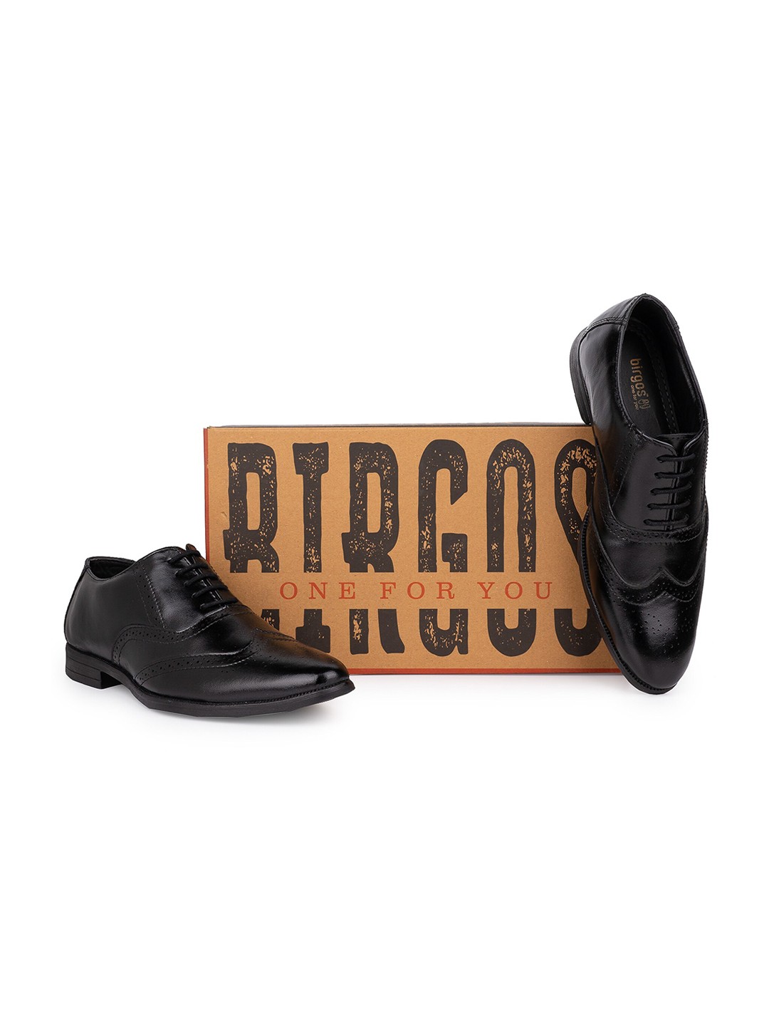 

birgos Men Textured Leather Formal Brouges, Black