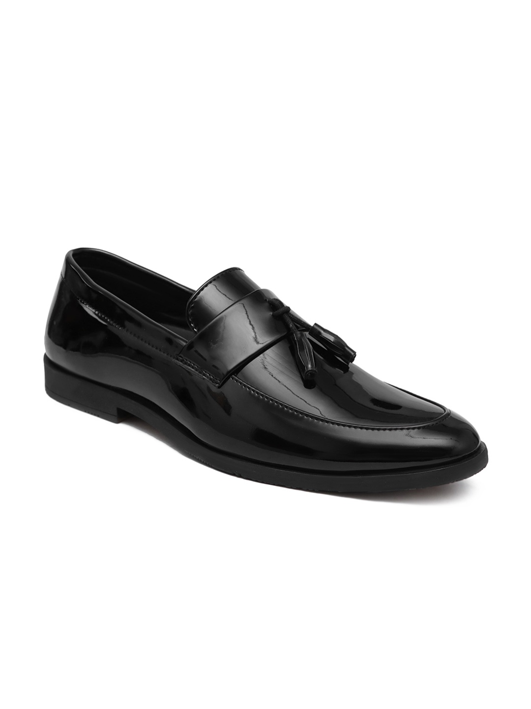 

birgos Men Leather Formal Slip on Shoes, Black