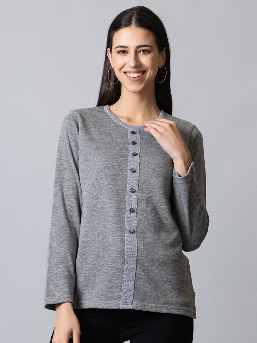 

KEIKO Women Grey & Black Pullover