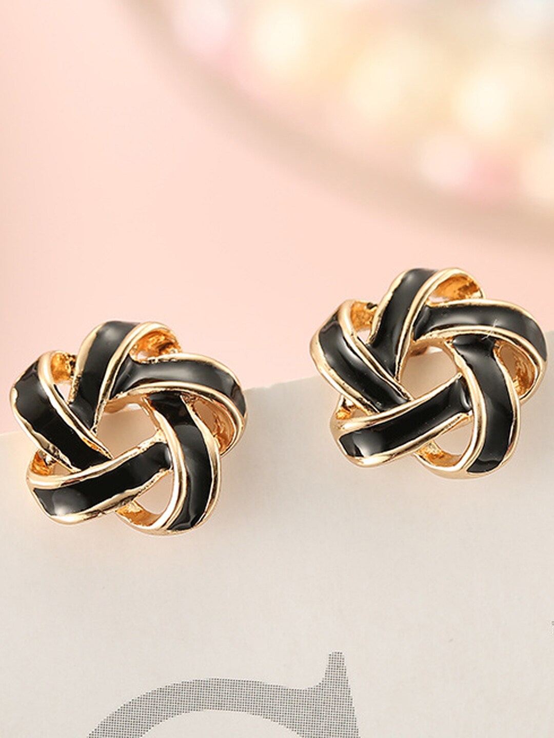 

Young & Forever Gold-Plated Floral Studs Earrings, Black