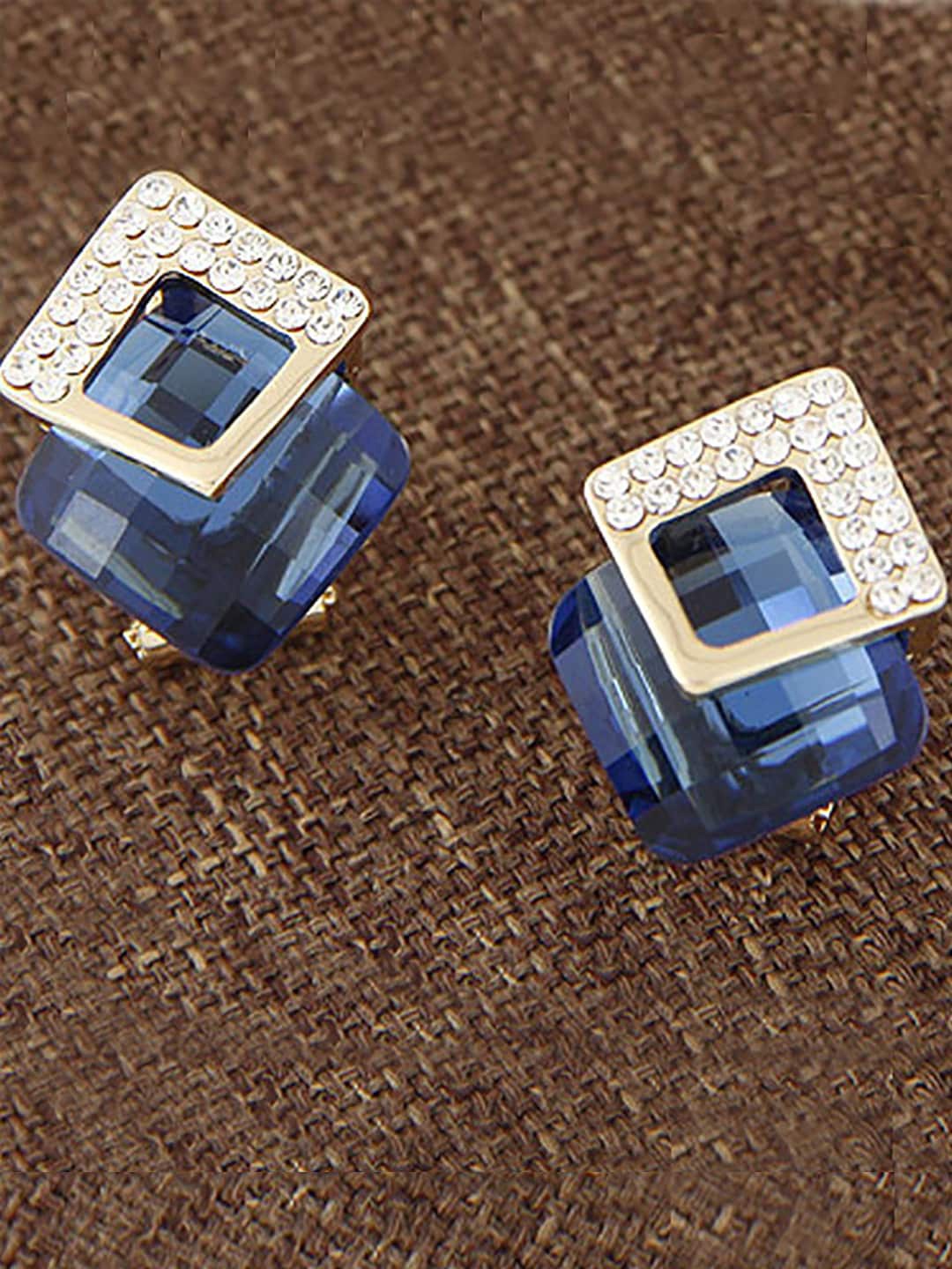 

Young & Forever Gold-Plated Diamond Shaped Studs Earrings, Blue