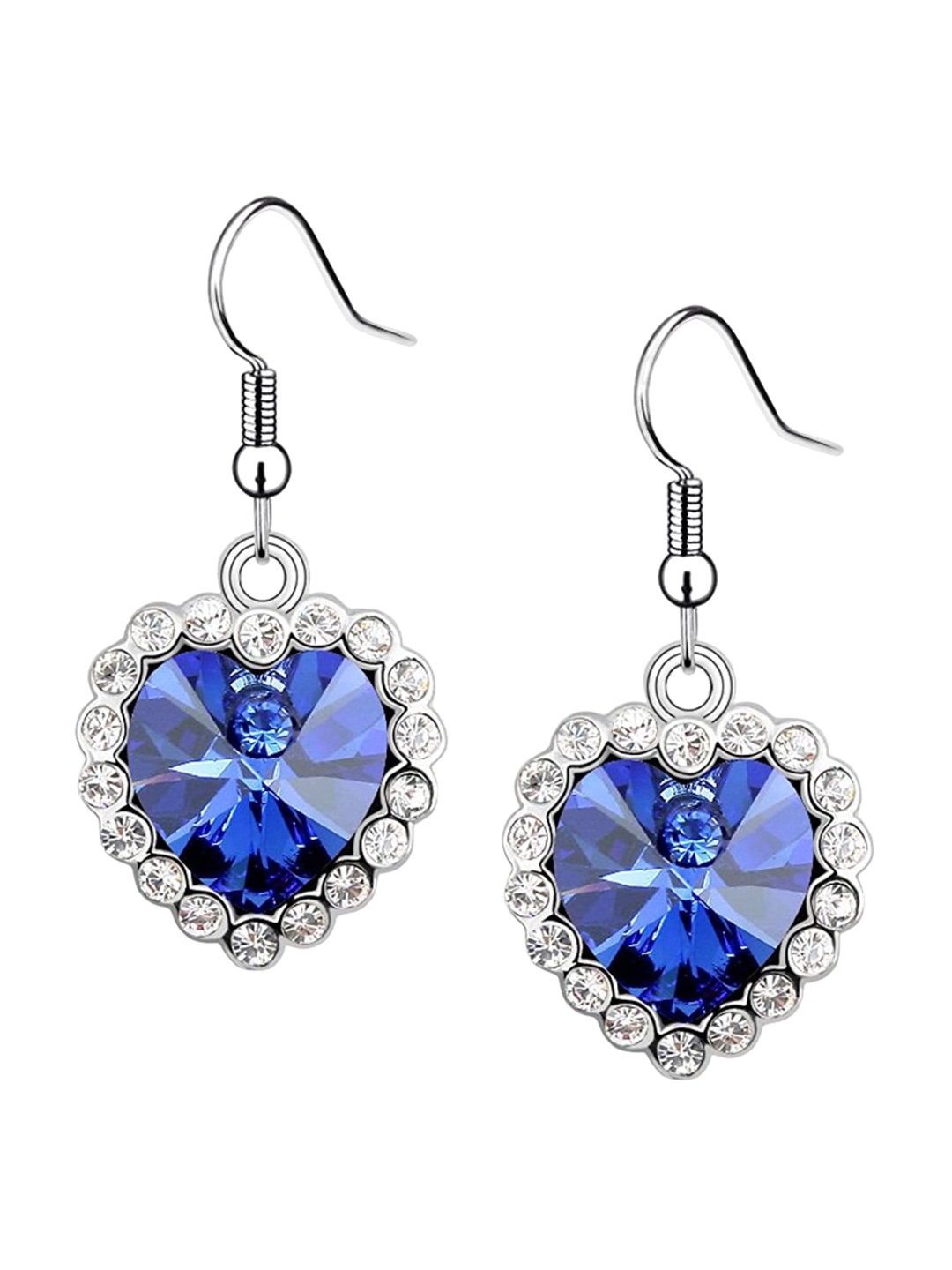 

Young & Forever Women Silver-Plated Heart Shaped Drop Earrings, Navy blue