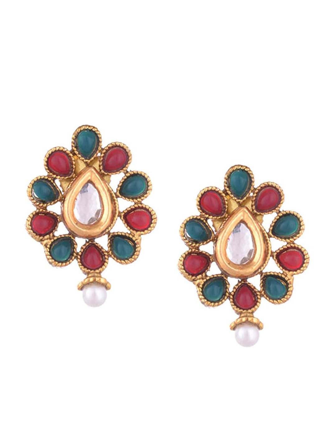 

Young & Forever Gold-Plated Floral Studs Earrings, Red