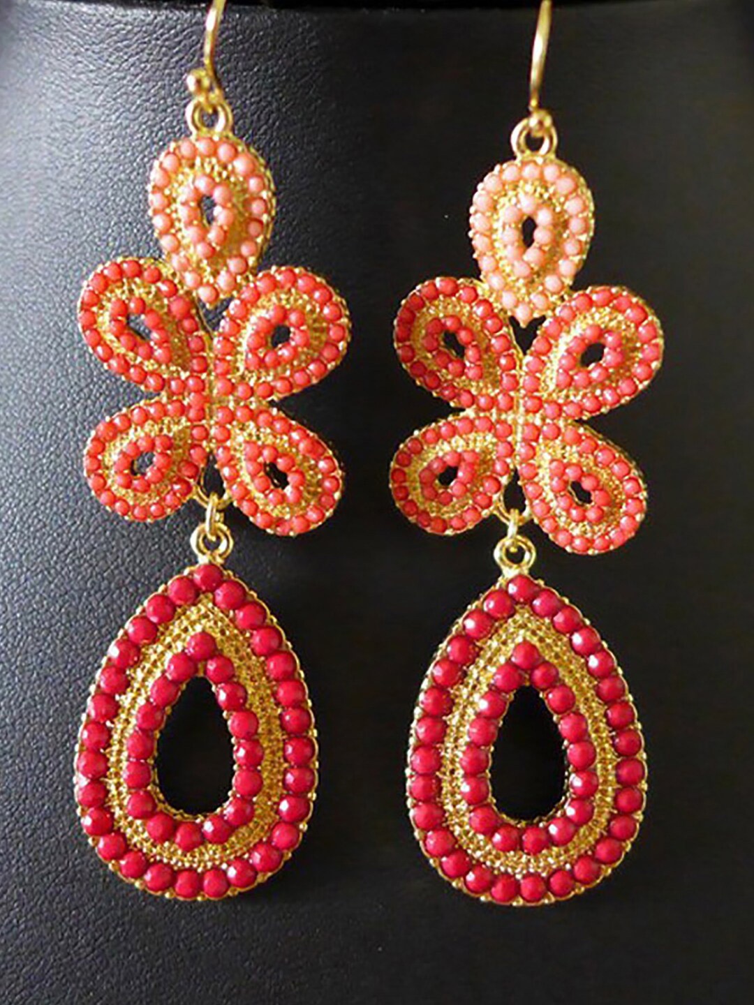 

Young & Forever Gold-Plated Floral Drop Earrings, Orange