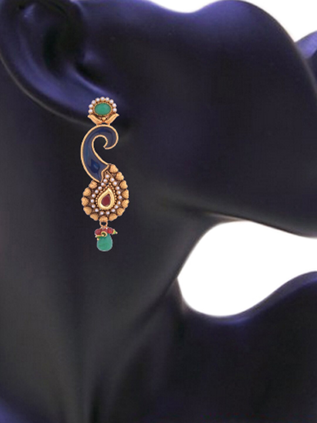

Young & Forever Gold-Plated Peacock Shaped Drop Earrings, Blue