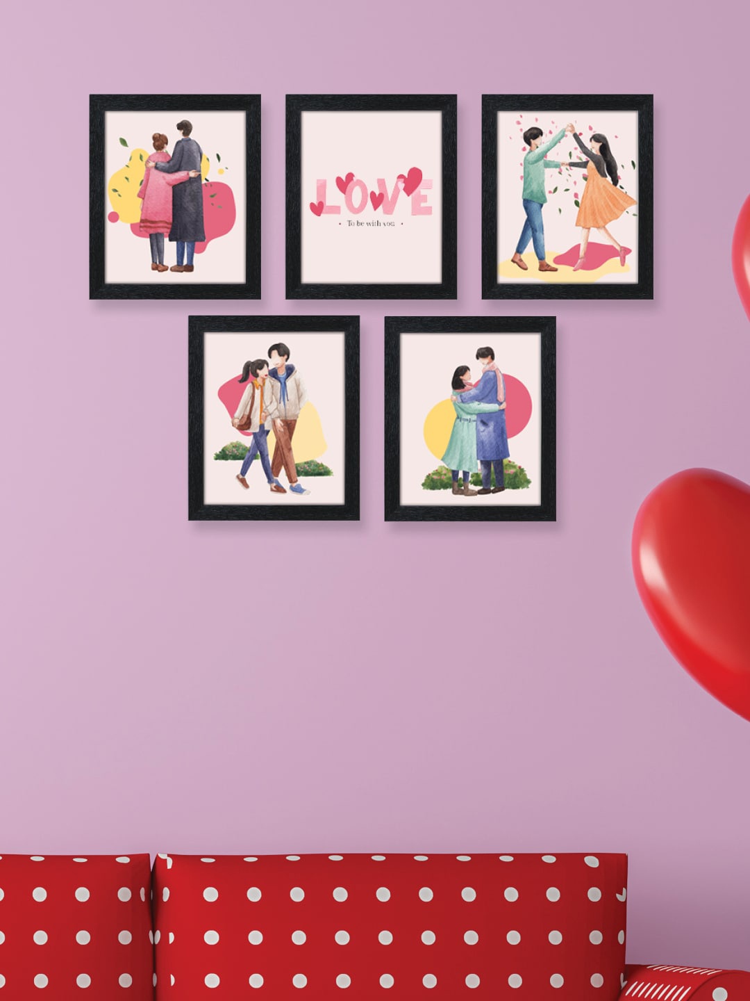 

RANDOM Valentine Set Of 5 Wall Photo Frames, Black
