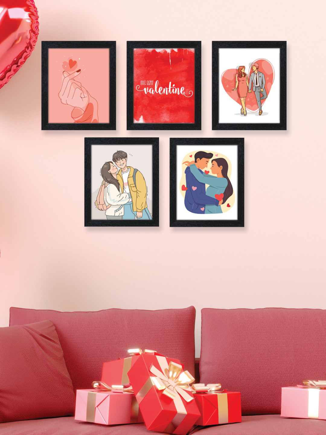 

RANDOM Valentine Set Of 5 Black Forever Couple Photo Frames
