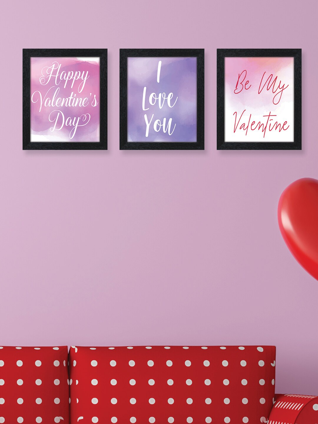 

RANDOM Valentine Pack of 3 Love Quote Painting Wall Arts, Black