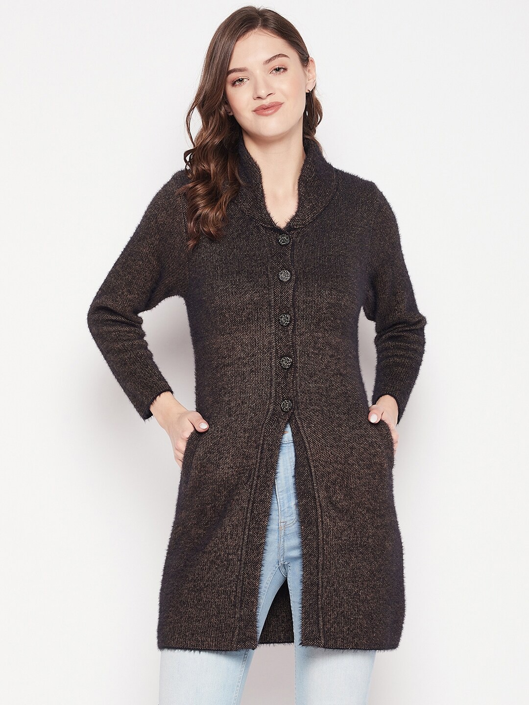 

Zigo Women Longline Wool Cardigan, Brown