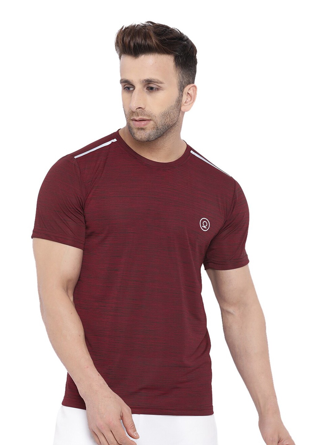 

CHKOKKO Men Regular Fit Sports T-Shirt, Burgundy