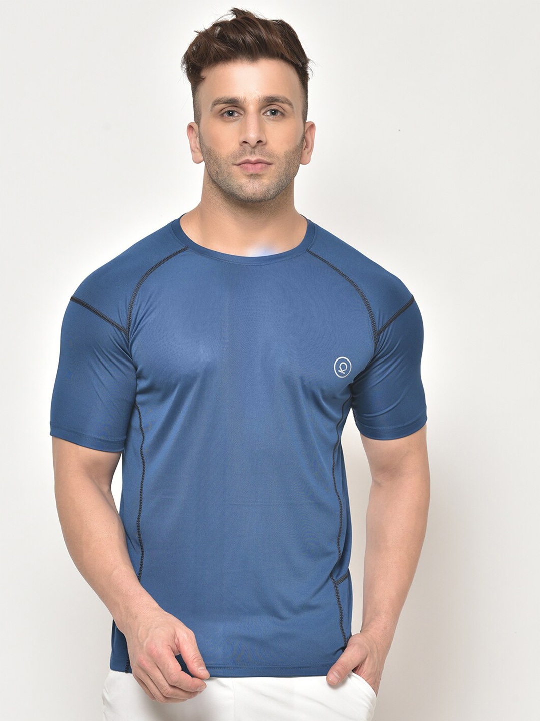 

CHKOKKO Men Regular Fit Sports T-Shirt, Blue