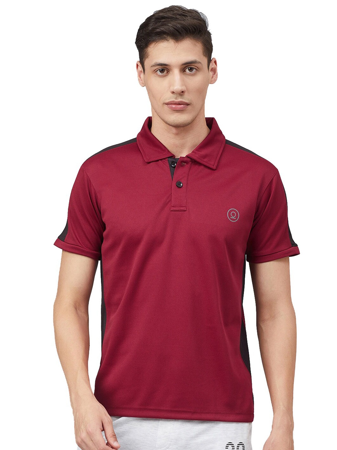 

CHKOKKO Men Polo Collar T-shirt, Maroon