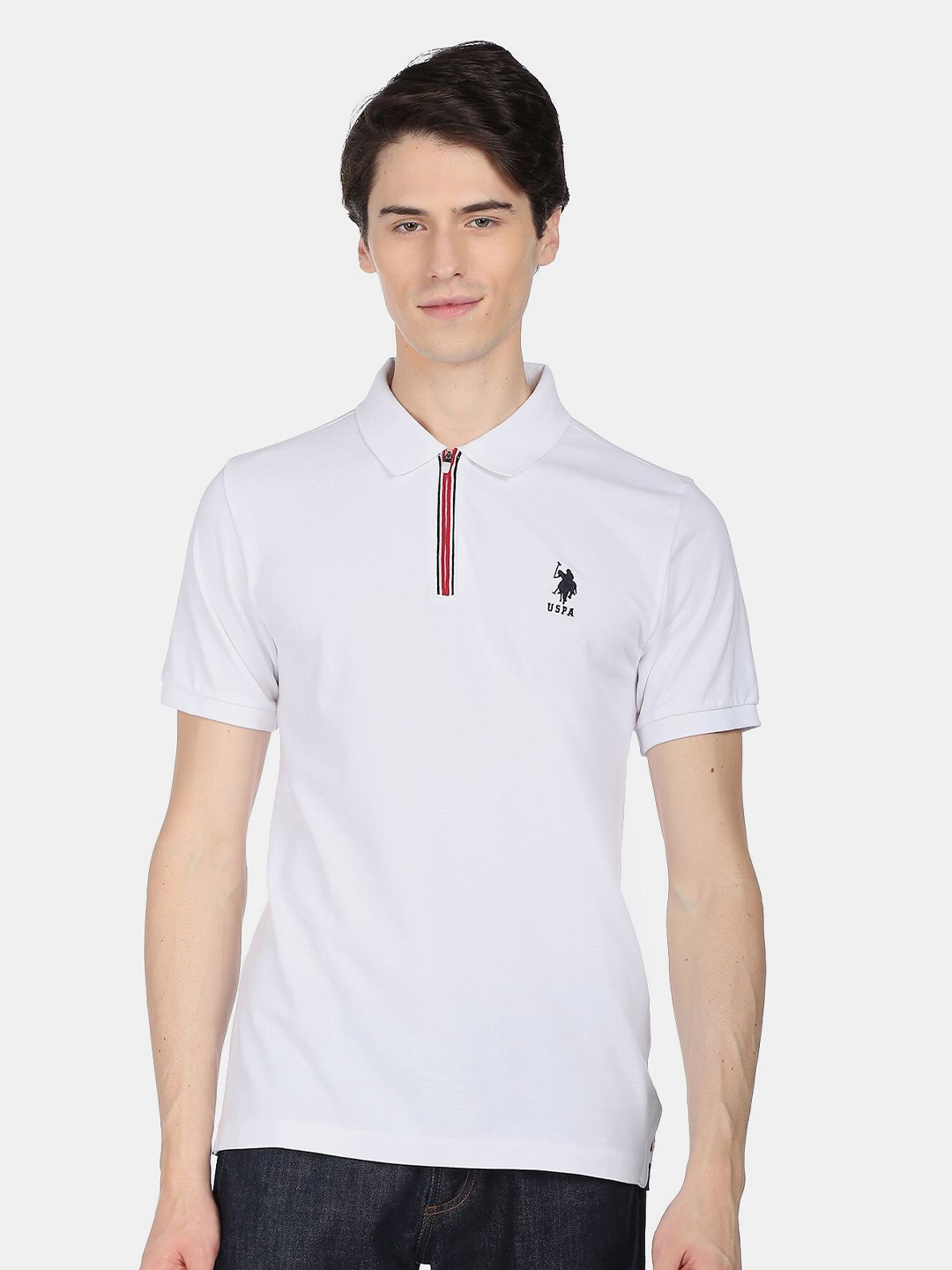 

U.S. Polo Assn. Men Polo Collar Cotton T-shirt, White