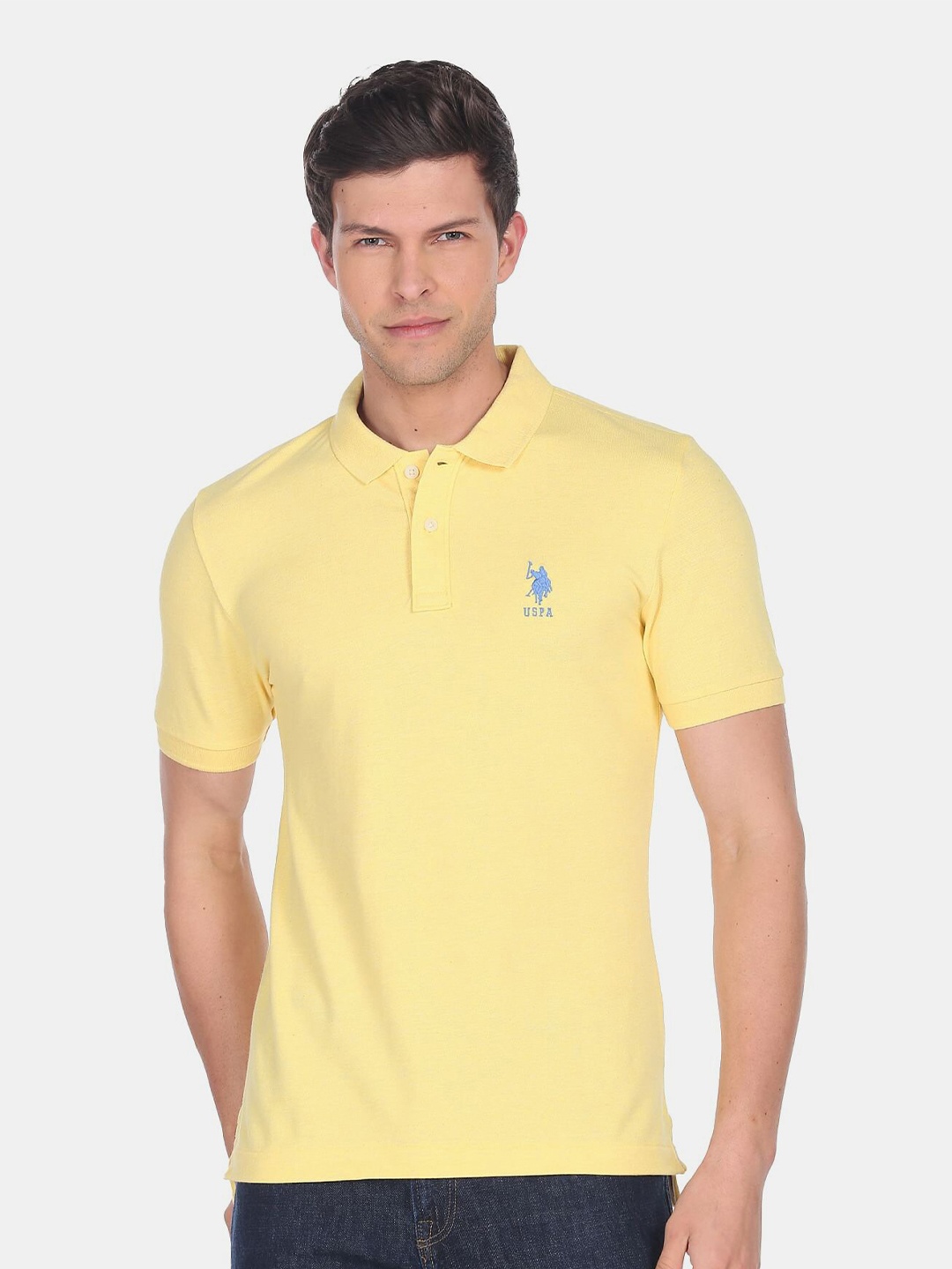 

U.S. Polo Assn. Men Polo Collar Slim Fit T-shirt, Yellow