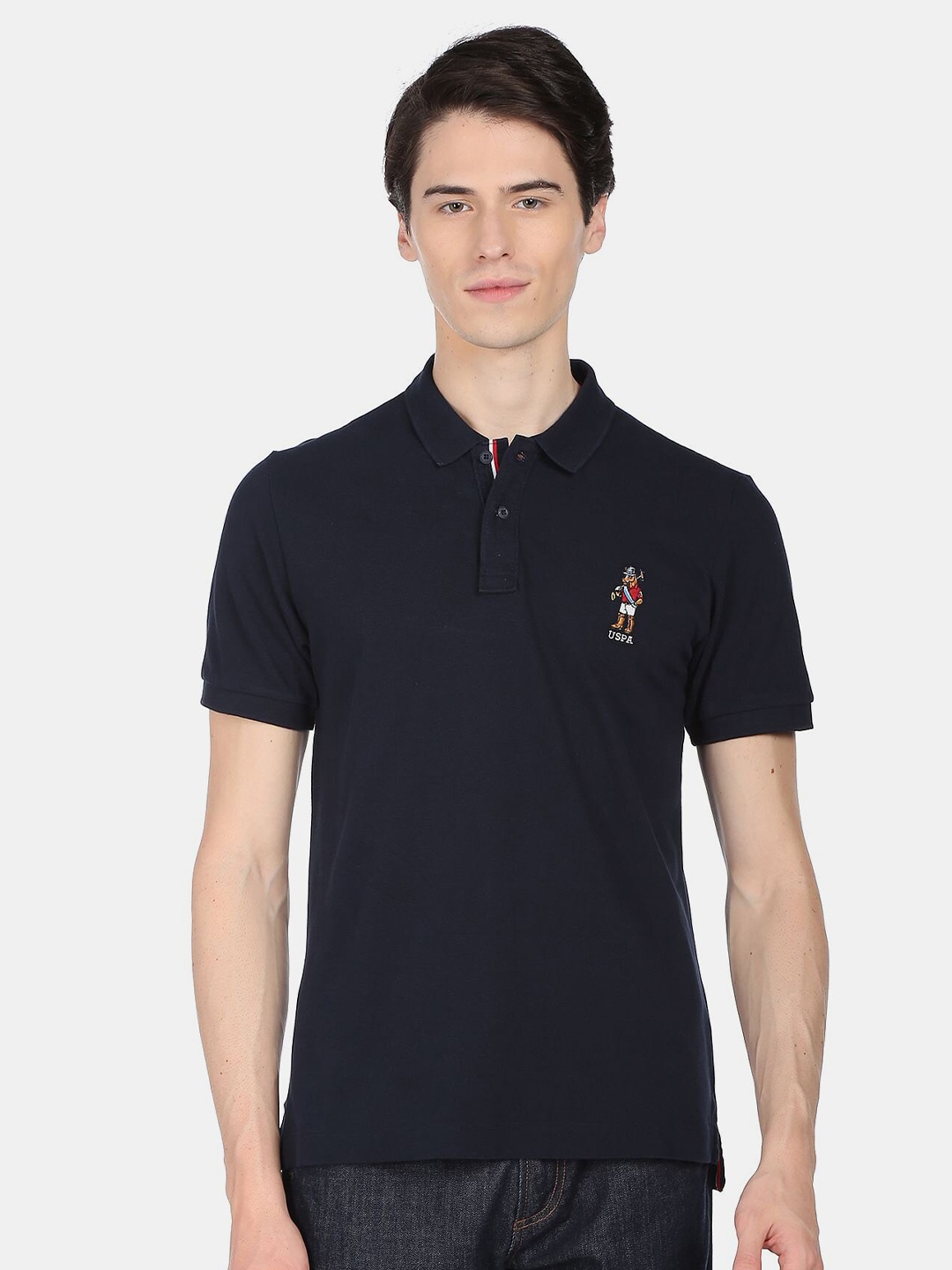 

U.S. Polo Assn. Men Polo Collar Pure Cotton T-shirt, Navy blue