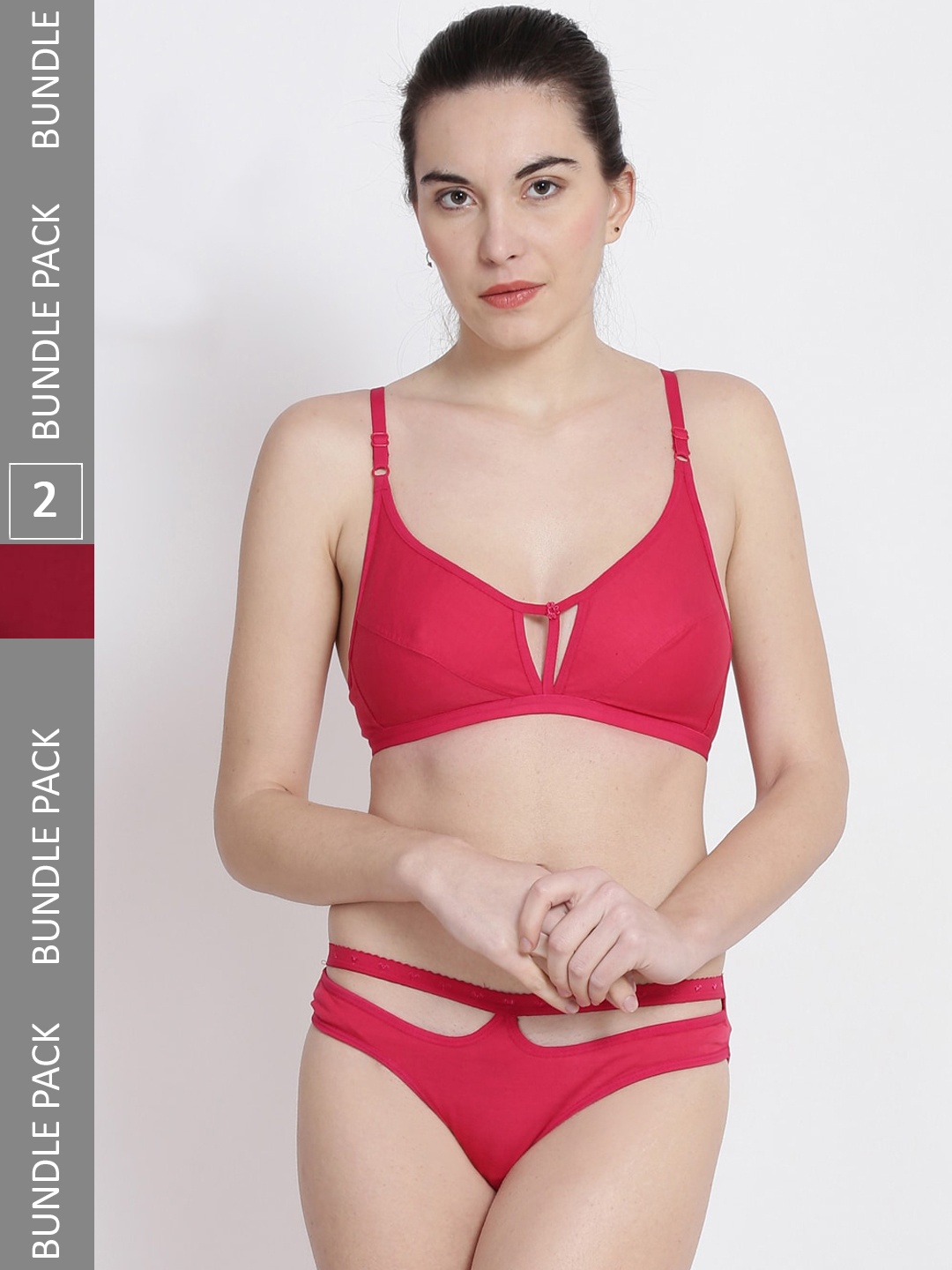 

ABELINO Women Pack Of 2 Pure Cotton Lingerie Set, Pink