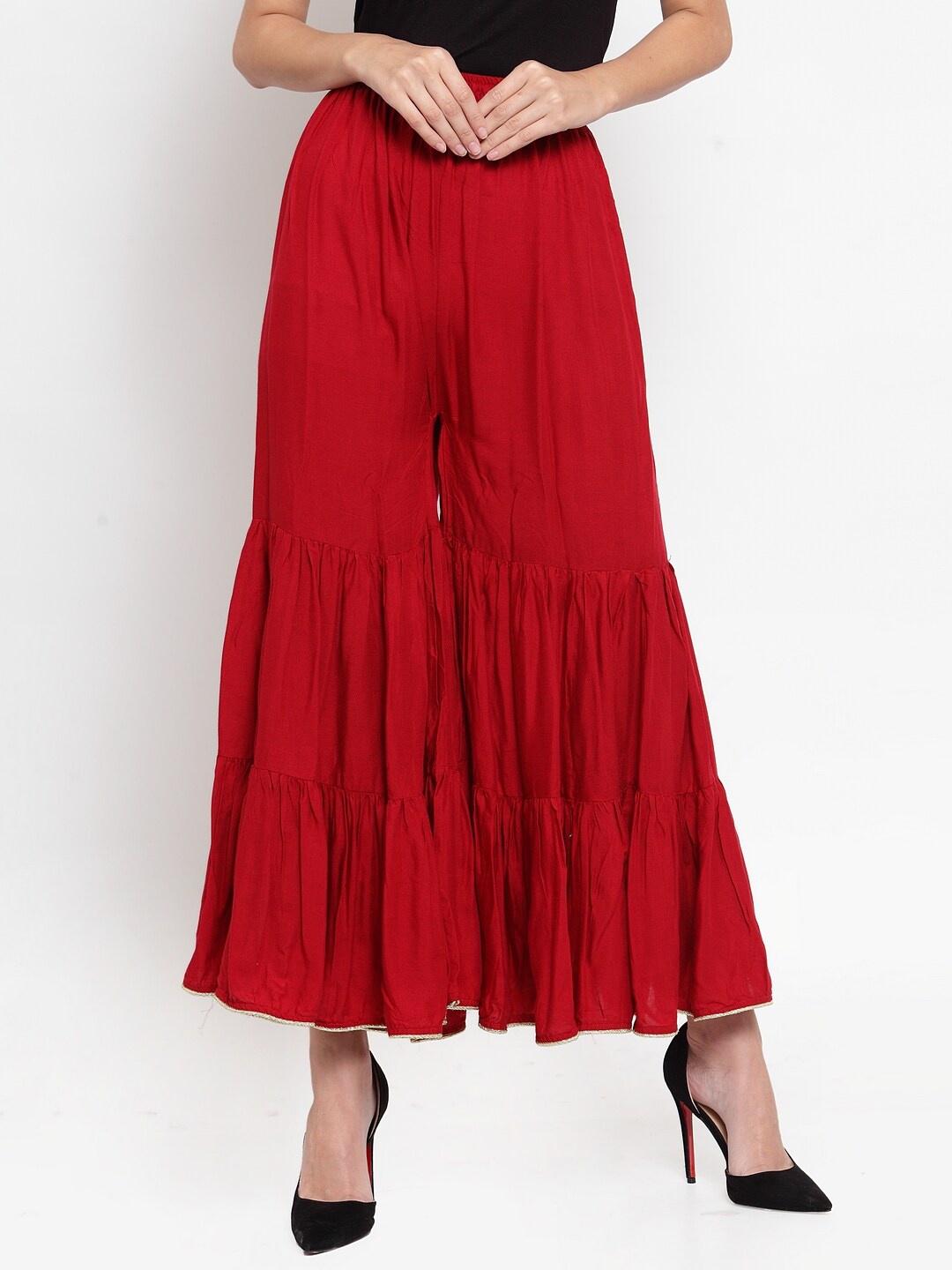 

Clora Creation Women Solid Flared Sharara, Maroon