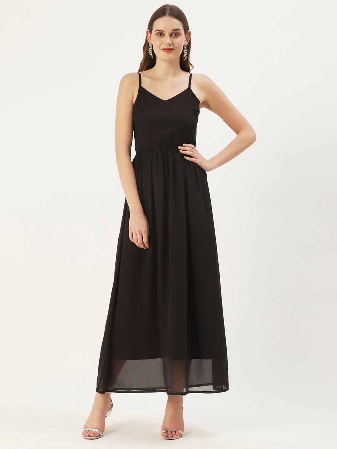 

DressBerry Sheath Maxi Shoulder Strap Sheath Dress, Black
