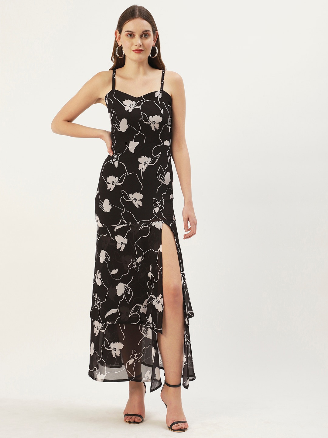 

DressBerry Floral Georgette Maxi Dress, Black