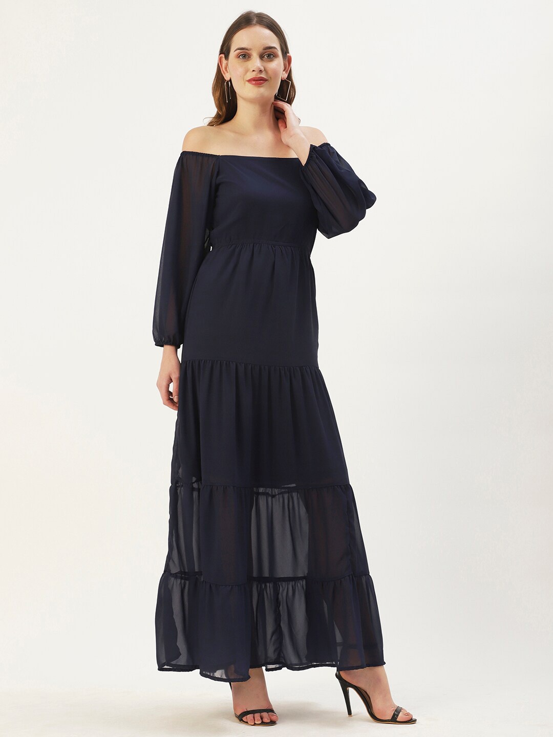 

DressBerry Off-Shoulder Georgette Maxi Dress, Blue