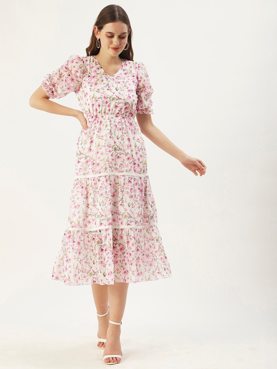 

DressBerry Floral Georgette Midi Dress, Pink