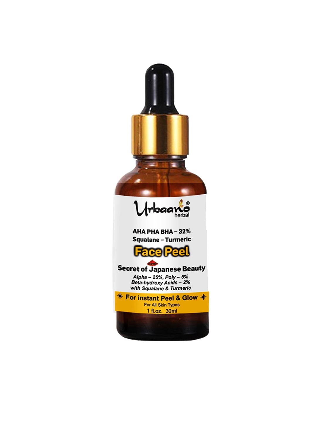 

Urbaano Herbal Exfoliating Peeling Serum with Squalane & Turmeric - 30 ml, White