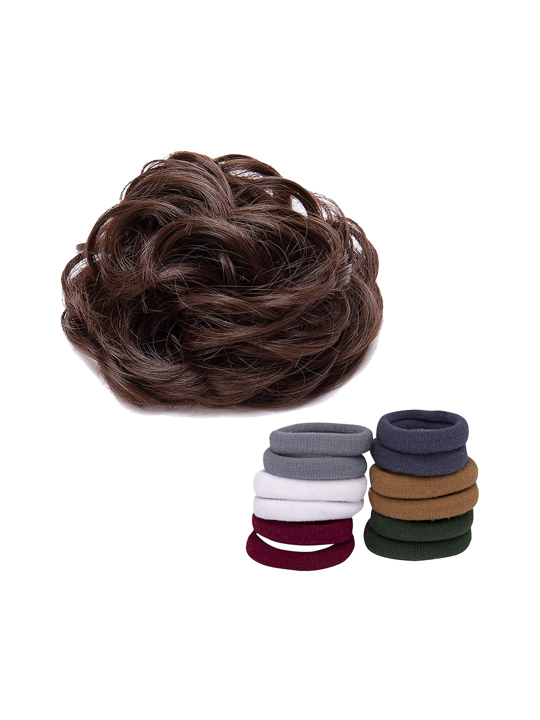 

CHANDERKASH Women Pack of 12 Hair Rubber Band And 1 Rubber Hair Juda Bun Set, Brown