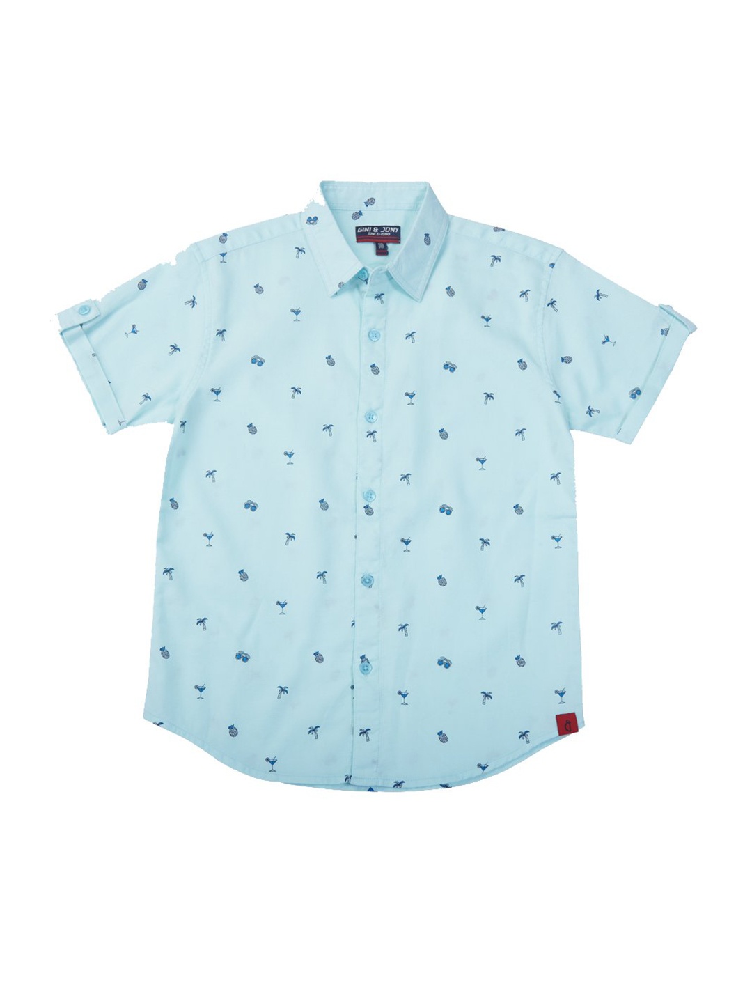 

Gini and Jony Boys Printed Casual Cotton Shirt, Blue