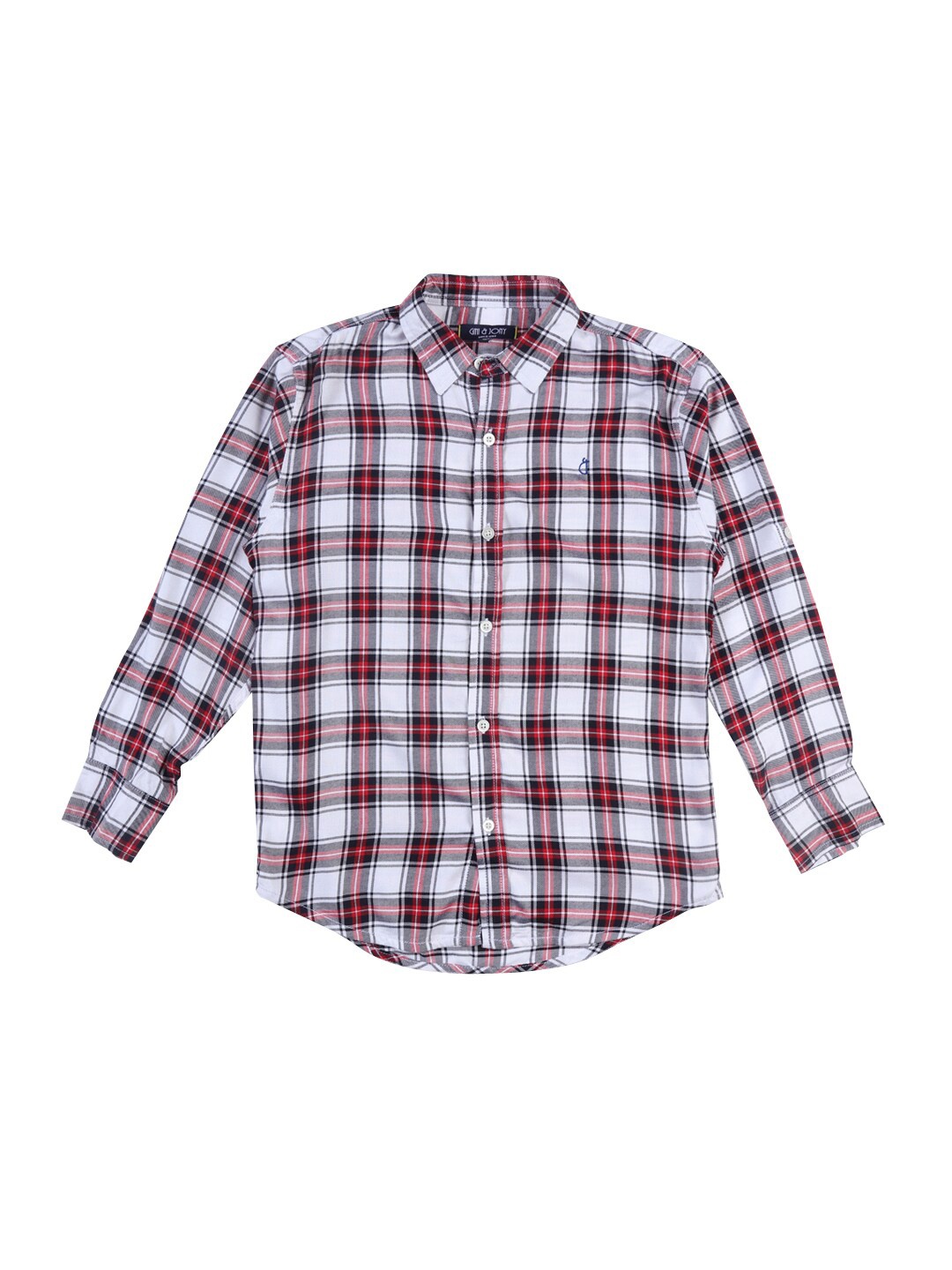 

Gini and Jony Boys Tartan Checks Casual Cotton Shirt, White