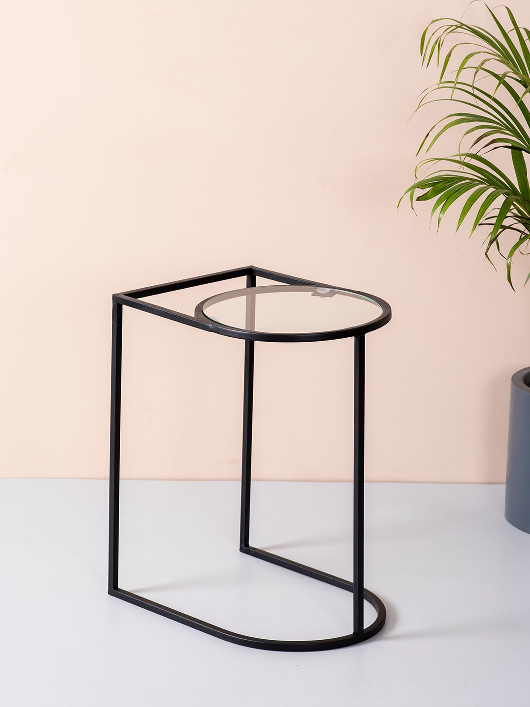 

nestroots Black Round Iron & Glass Table