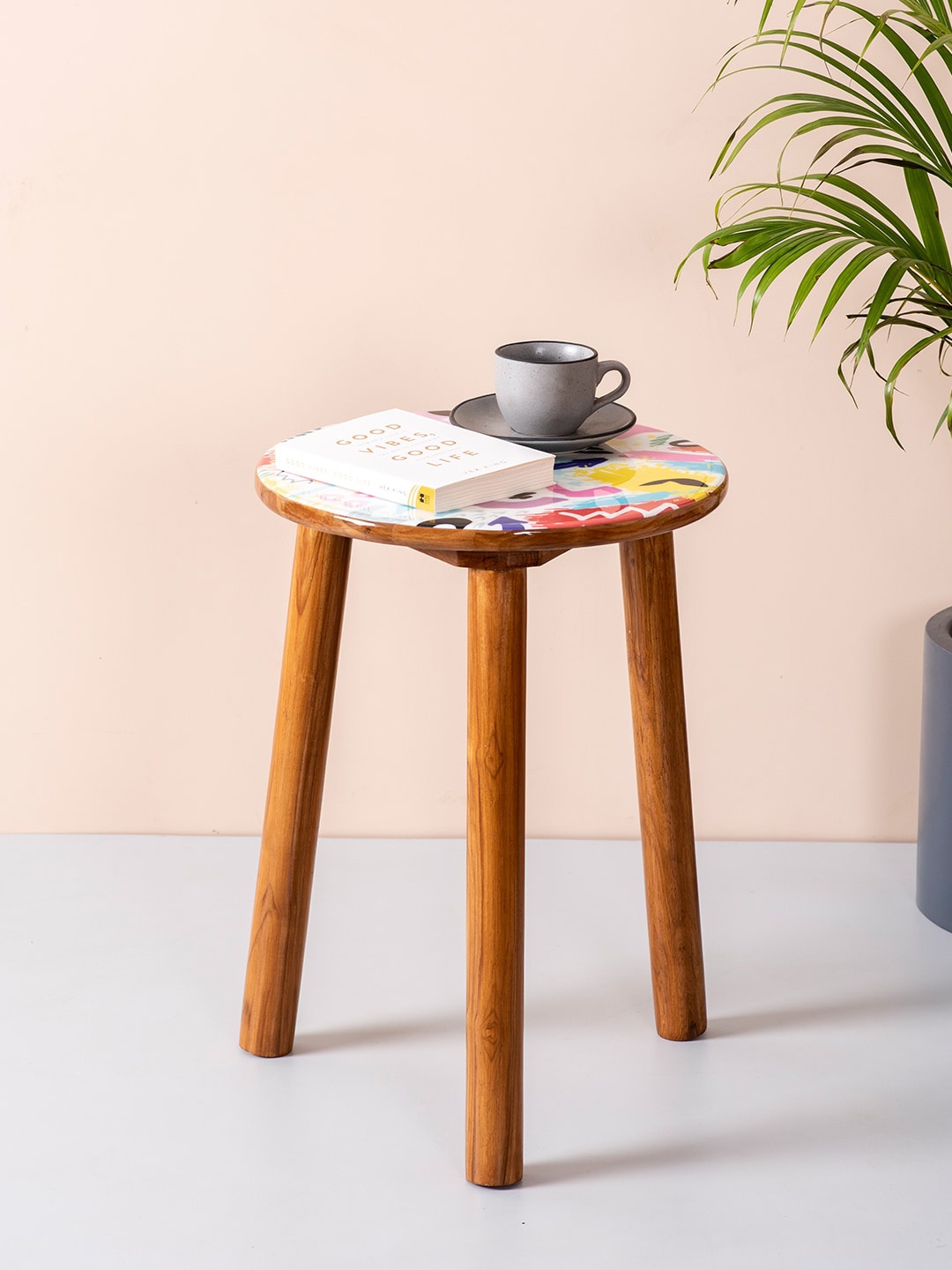 

nestroots White & Pink Enamel Printed Ottomans