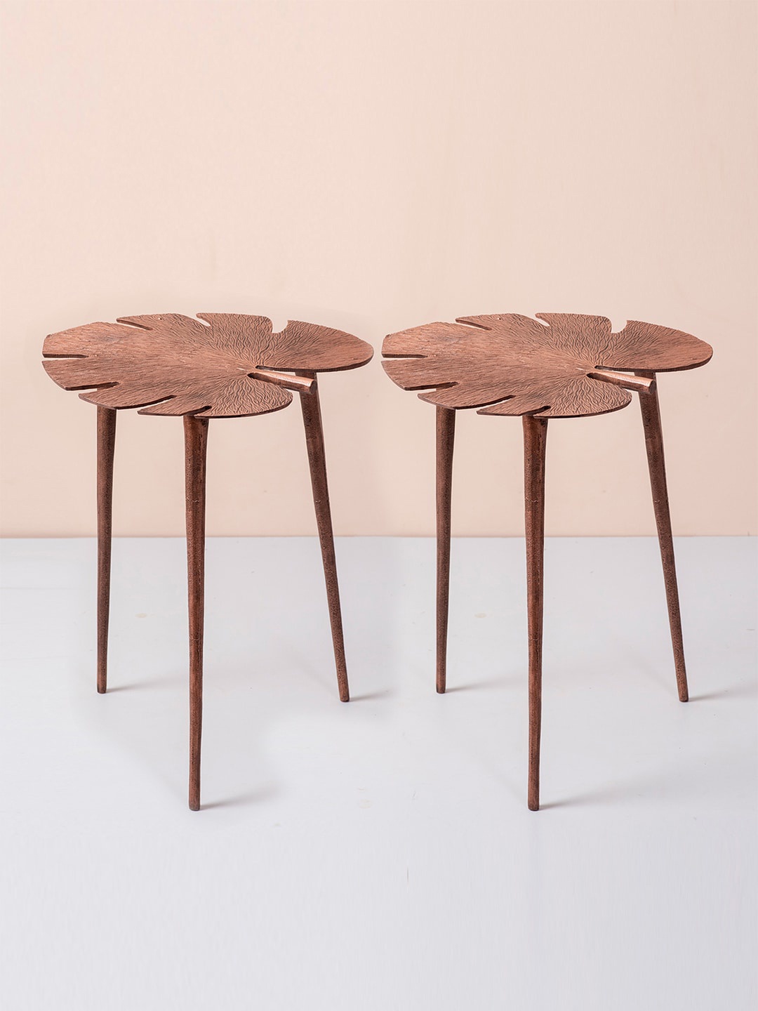 

nestroots Set Of 2 Textured Ottomans, Copper