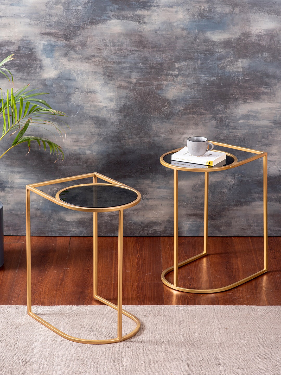 

nestroots Set Of 2 Gold-Toned Magazine Table Stand