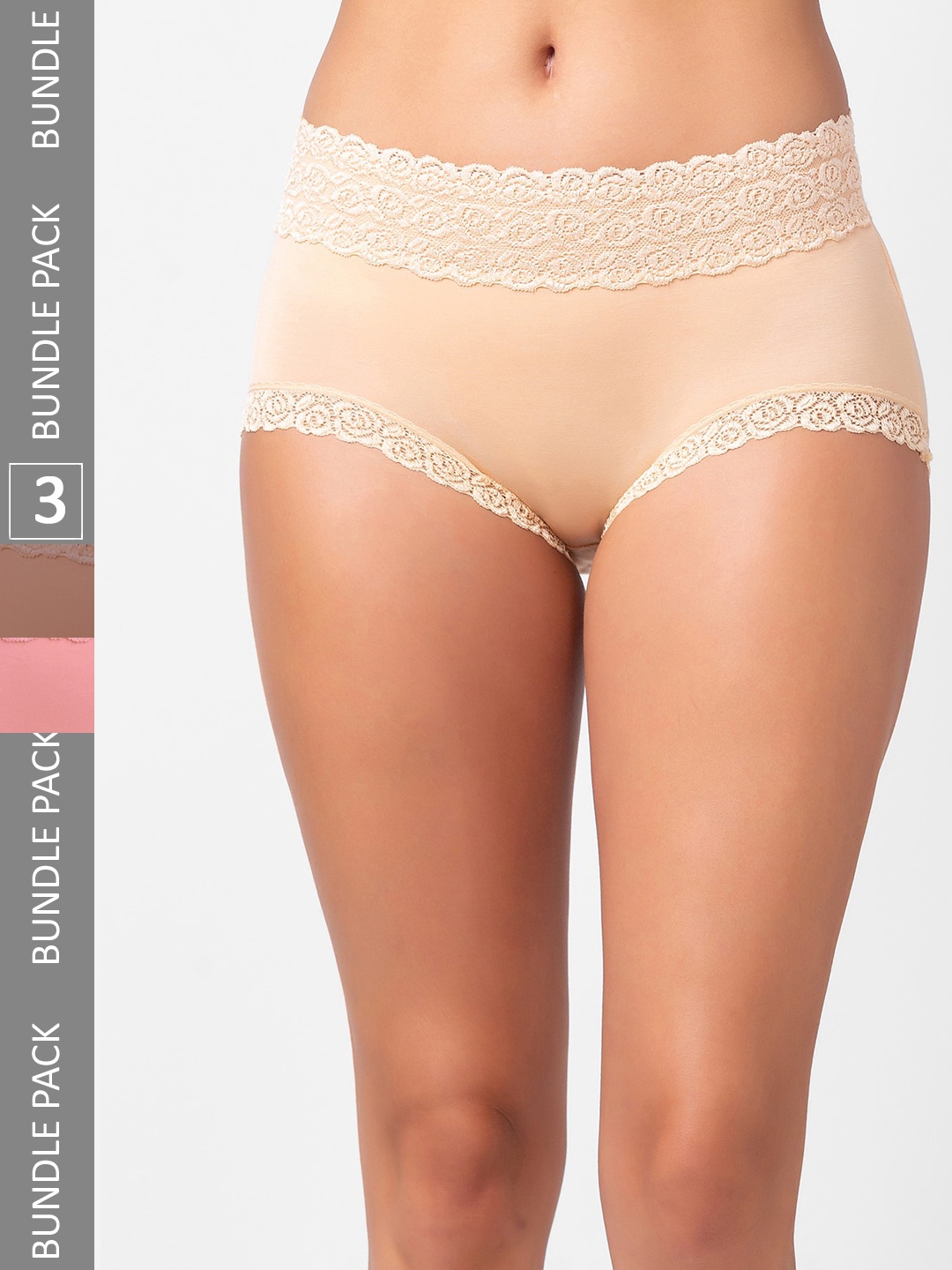 

FashionRack Women Pack Of 3 Assorted Cotton Hipster Briefs