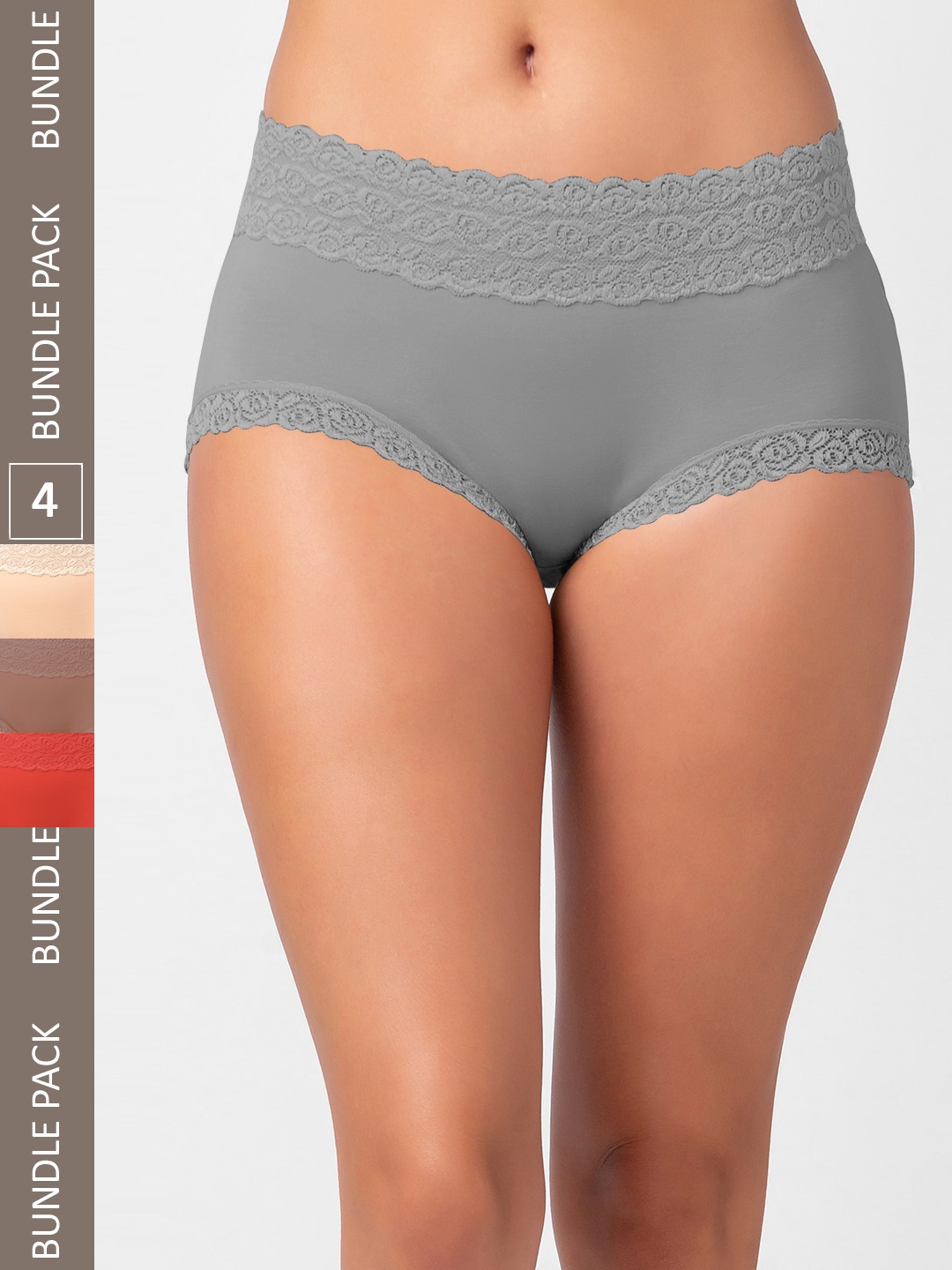 

FashionRack Women Pack Of 4 Assorted Cotton Hipster Briefs